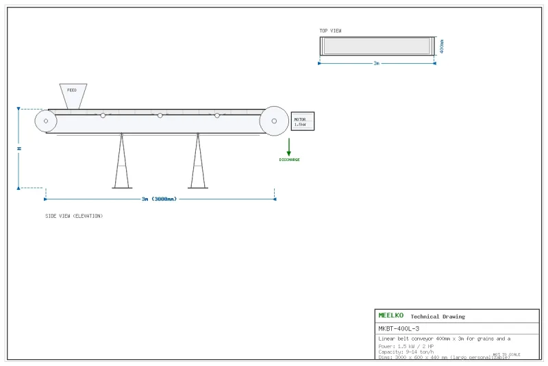 Imagen del producto Banda Transportadora Lineal 400 mm x 3 m MKBT-400L-3 - Meelko